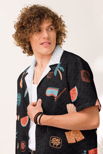 Black SALTT Hawaiian Shirt